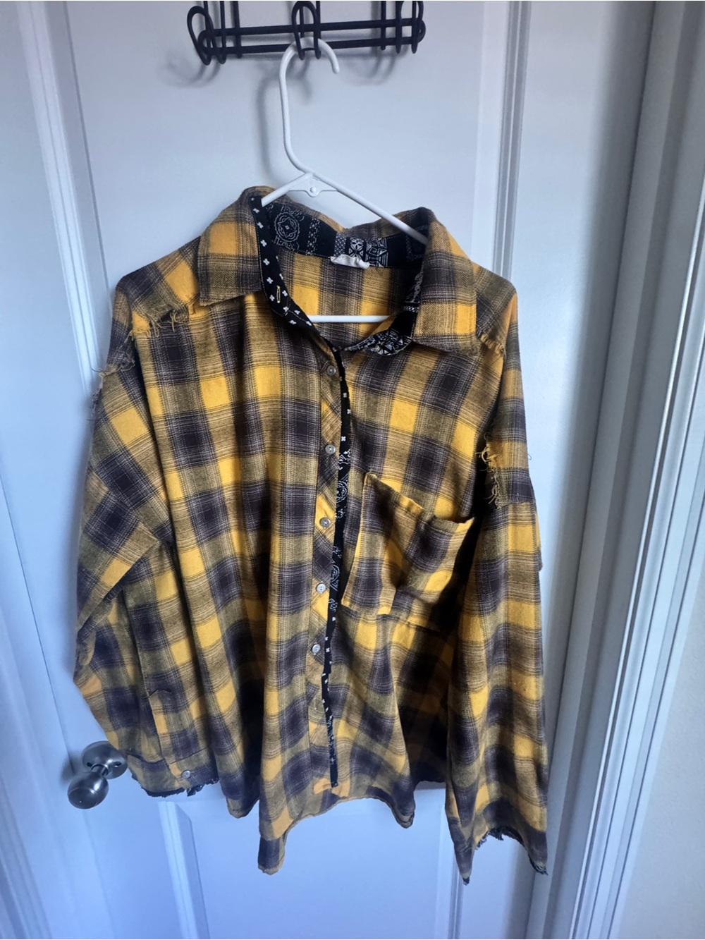 Yellow Plaid Flannel Shirt Jacket - Unbranded